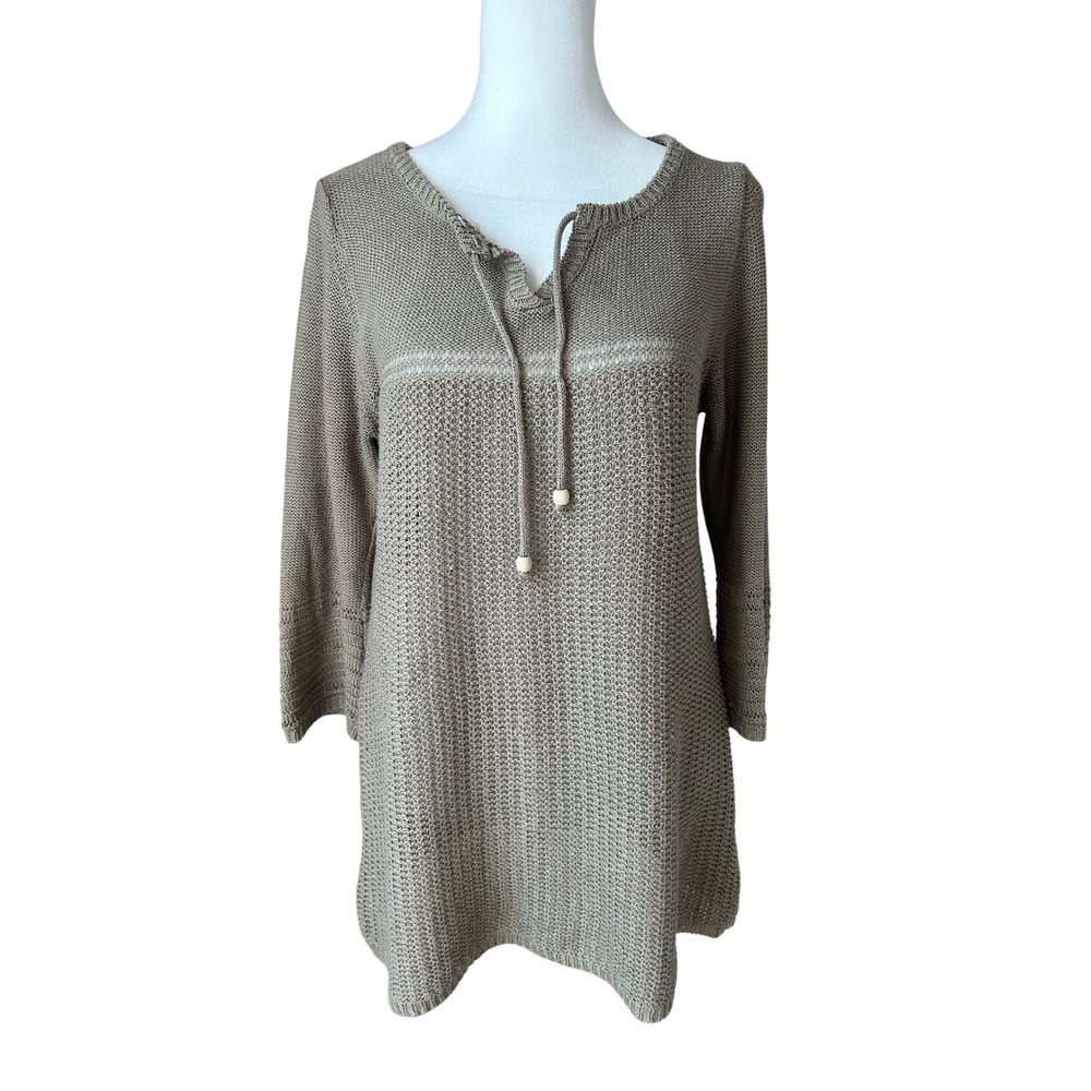Fisherman Core United States Sweaters Open Knit 3/4 Sleeve Sweater Top Small